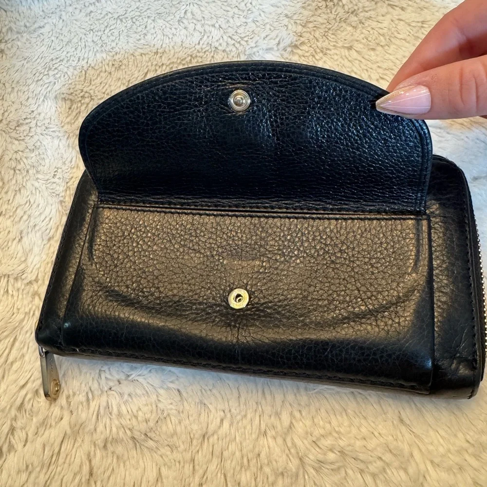 CHLOE Lily Continental Leather Bow Zip Wallet in Black - EUC